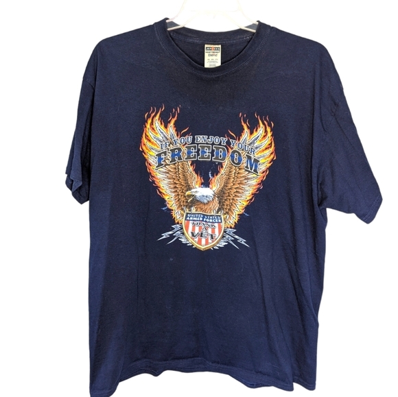 Vintage Jerzees American Bald Eagle Armed Forces Veteran support Tshirt 2XL - Picture 1 of 4